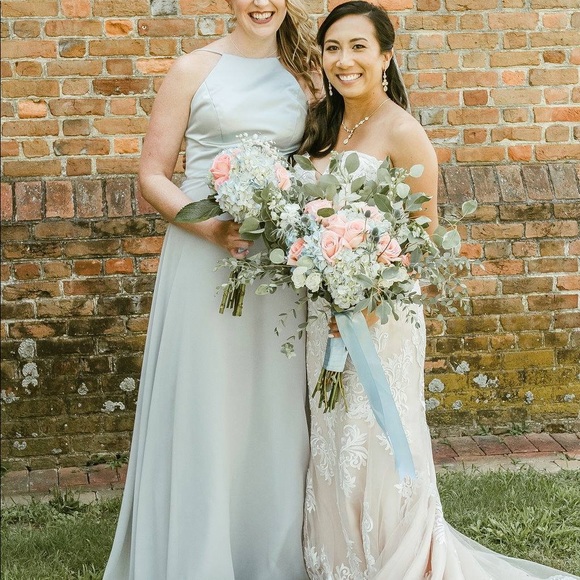 Sorella Vita satin&chiffon halter bridesmaid dress - Picture 3 of 4